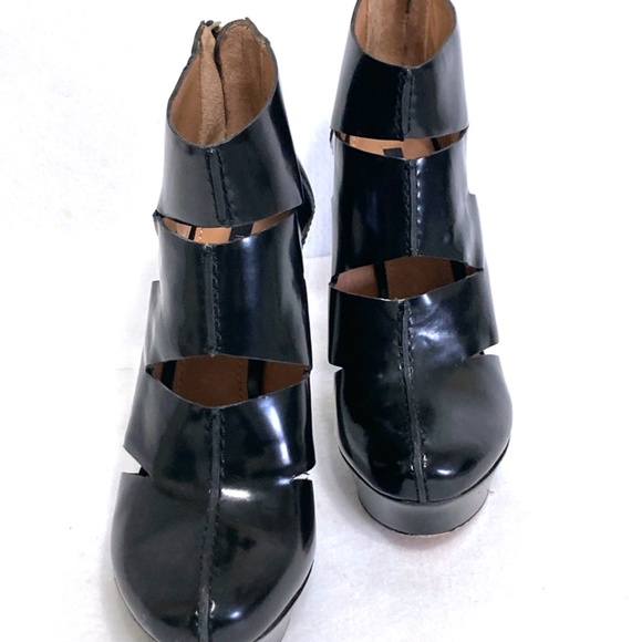 Rachel Zoe Elliott High Heel Black Leather Cutout Platform Bootie Size 8 - Picture 3 of 5